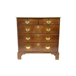 Georgian oak chest, fitted with two short and three long drawers, on bracket feet