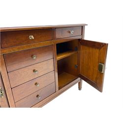 Grange Furniture - cherry wood finish sideboard, moulded rectangular top over six drawers and two panelled cupboards