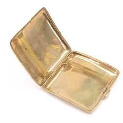 1920's 9ct gold cigarette case, of rounded square form with engraved monogram to cover, hallmarked D Bros, Birmingham 1926, also marked 9 275, H8cm W8cm
