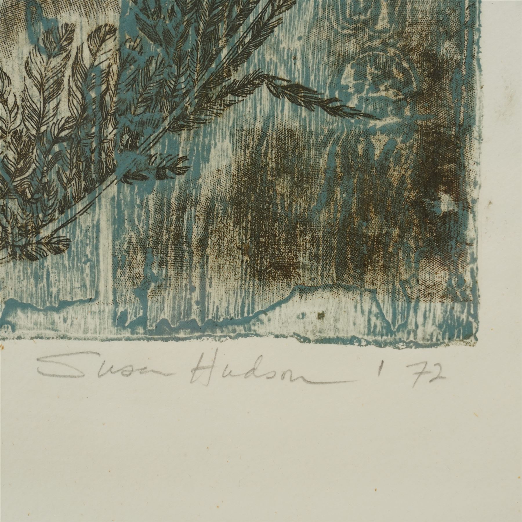 Susan Hudson (Canadian 1941-): 'Janus Weeps', colour etching and aquatint signed titled and numbered 23/40 in pencil 54cm x 45cm