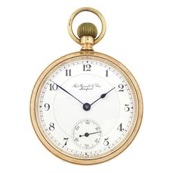 Early 20th century 9ct rose gold, open face lever pocket watch, the movement signed  The 