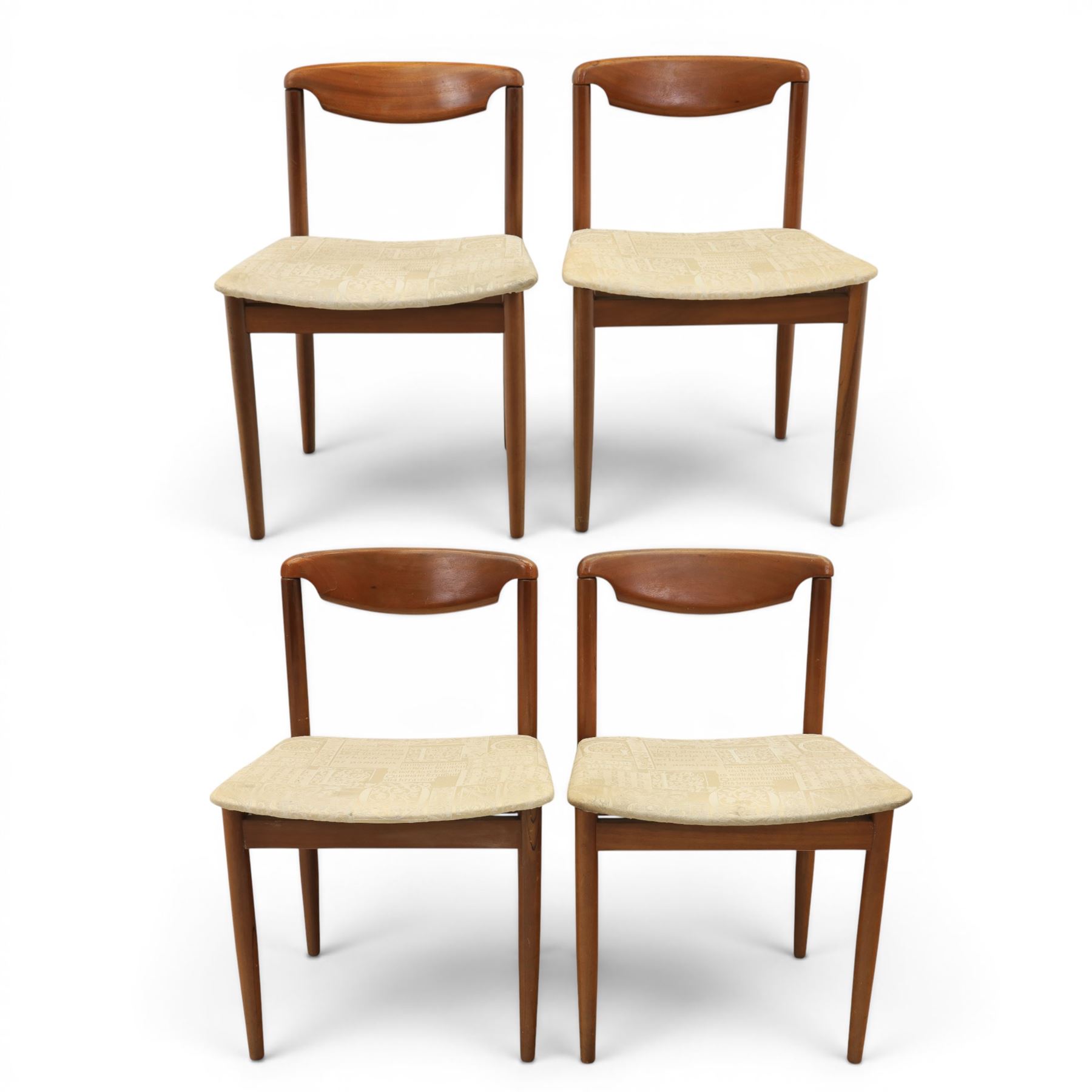 Meredew Furniture - Mid 20th century teak dining chairs, later reupholstered 