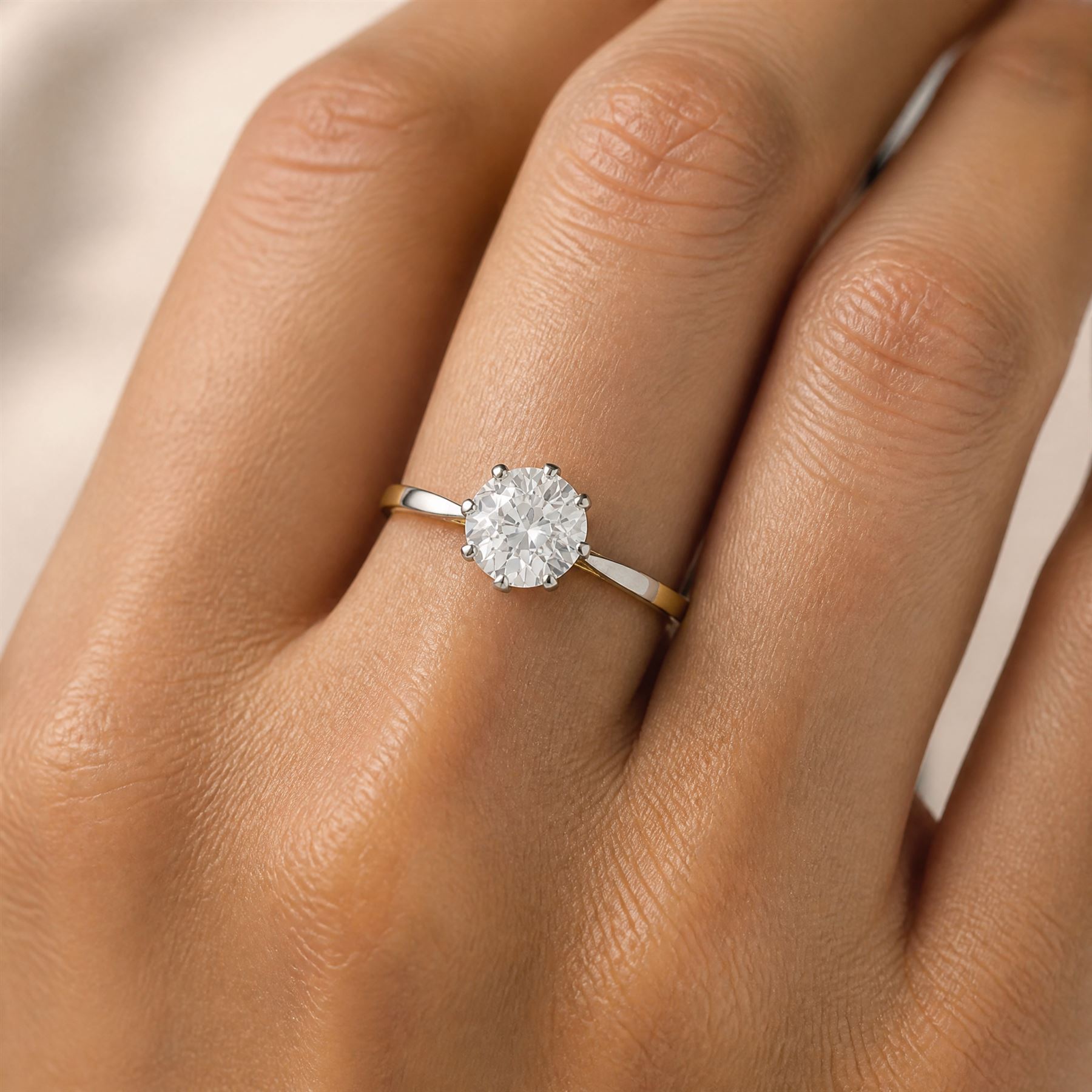Early 20th century diamond ring, eight claw set with a single old cut diamond of approx 0.85 carat, stamped 18ct