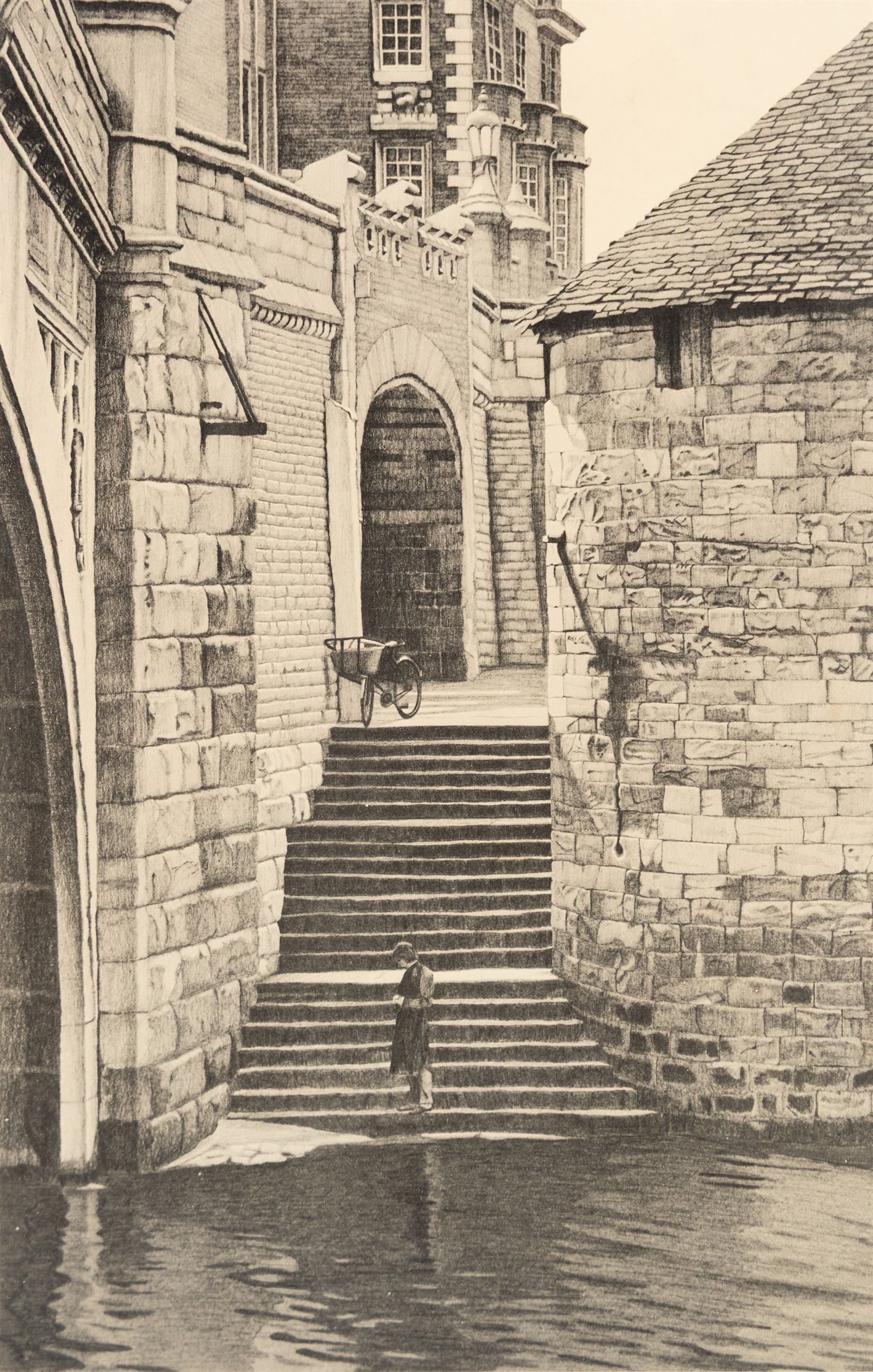 Stuart Walton (Northern British 1933-): York Minster from Precentor's Court, The Shambles - York, View of Lendal Bridge from Dame Judy Dench Walk and Steps Leading from Wellington Row beneath Lendal Bridge to the River Ouse, set of four prints signed with initials and dated '78 in pencil 27.5cm x 17.5cm (4)