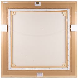 Barry Hilton (British 1941-): Harbour at Low Tide, oil on canvas signed 76cm x 75cm 