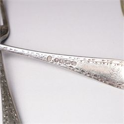 Cased set of six silver tea spoons Sheffield 1958, vour various silver napkin rings, Victorian christening spoon and fork, silver dessert fork and three tea spoons