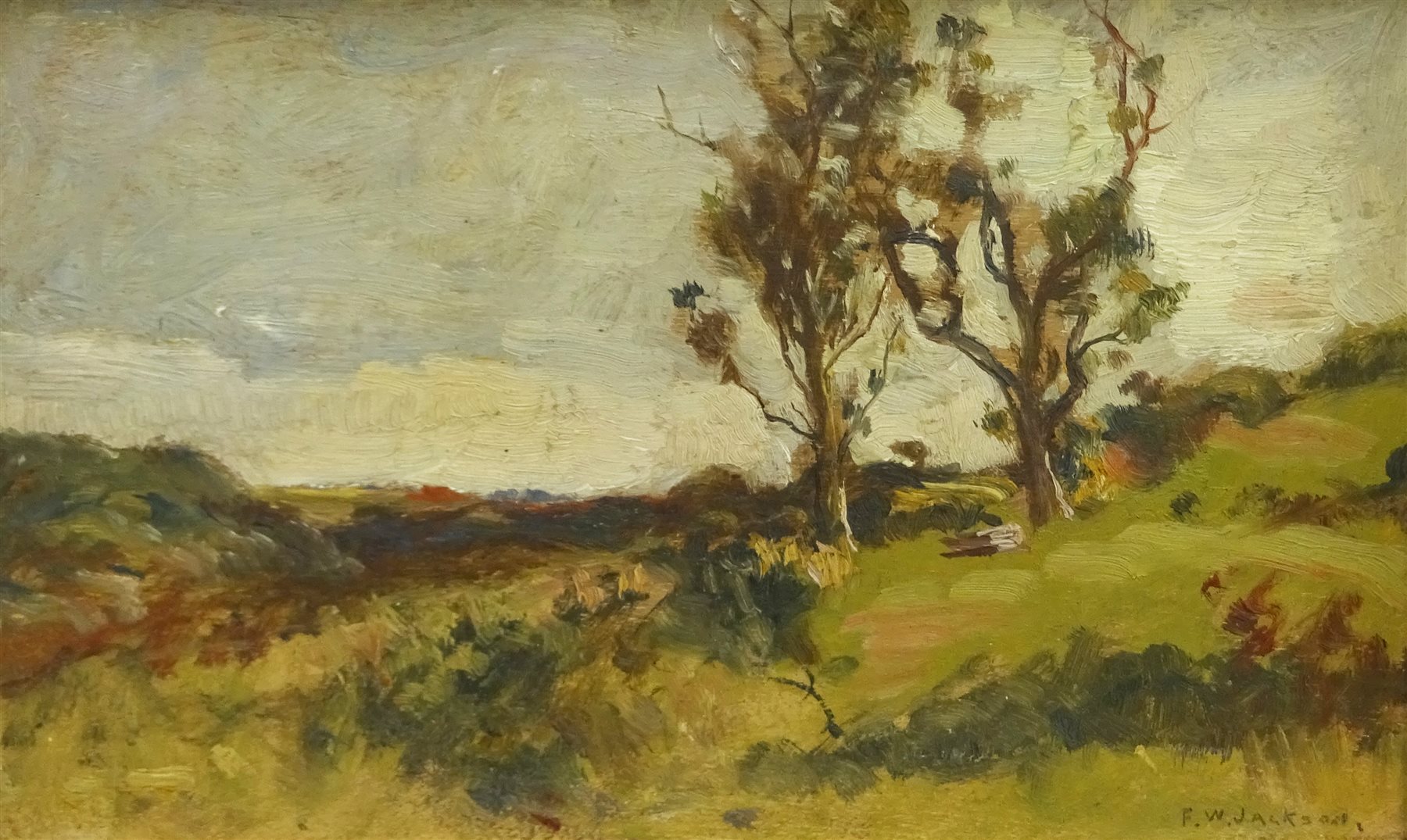 Frederic William Jackson (Staithes Group 1859-1918): Trees in Landscape, oil on board signed 13cm x 21cm