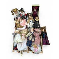 Large collection of porcelain dolls, including Alberon, Knightsbridge and Leonardo collect...