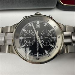 Sekonda stainless steel water-resistant chronograph wristwatch, together with two quartz wristwatches by Rotary and Pulsar, and an Oris fob watch