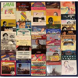 Mostly Jazz vinyl records including 'Caribbean Ros Edmundo Ros and his Orchestra', 'Teddy Wilson And His All-Stars', 'The Real Fats Waller', 'Swing High Tommy Dorsey', 'The Latin World Of Edmundo Ros Vol.1', 'Command Performance More Music In The Glenn Miller Style Syd Lawrence Orchestra' etc, approximately 140