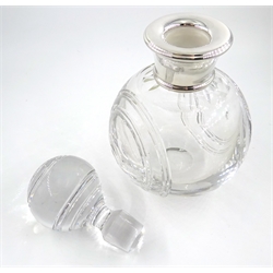  Shop stock: Hallmarked silver mounted heavy cut crystal 'bowls' decanter boxed 22cm   