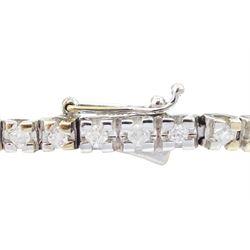 18ct white gold round brilliant cut diamond line bracelet, stamped 750, total diamond weight approx 1.40 carat