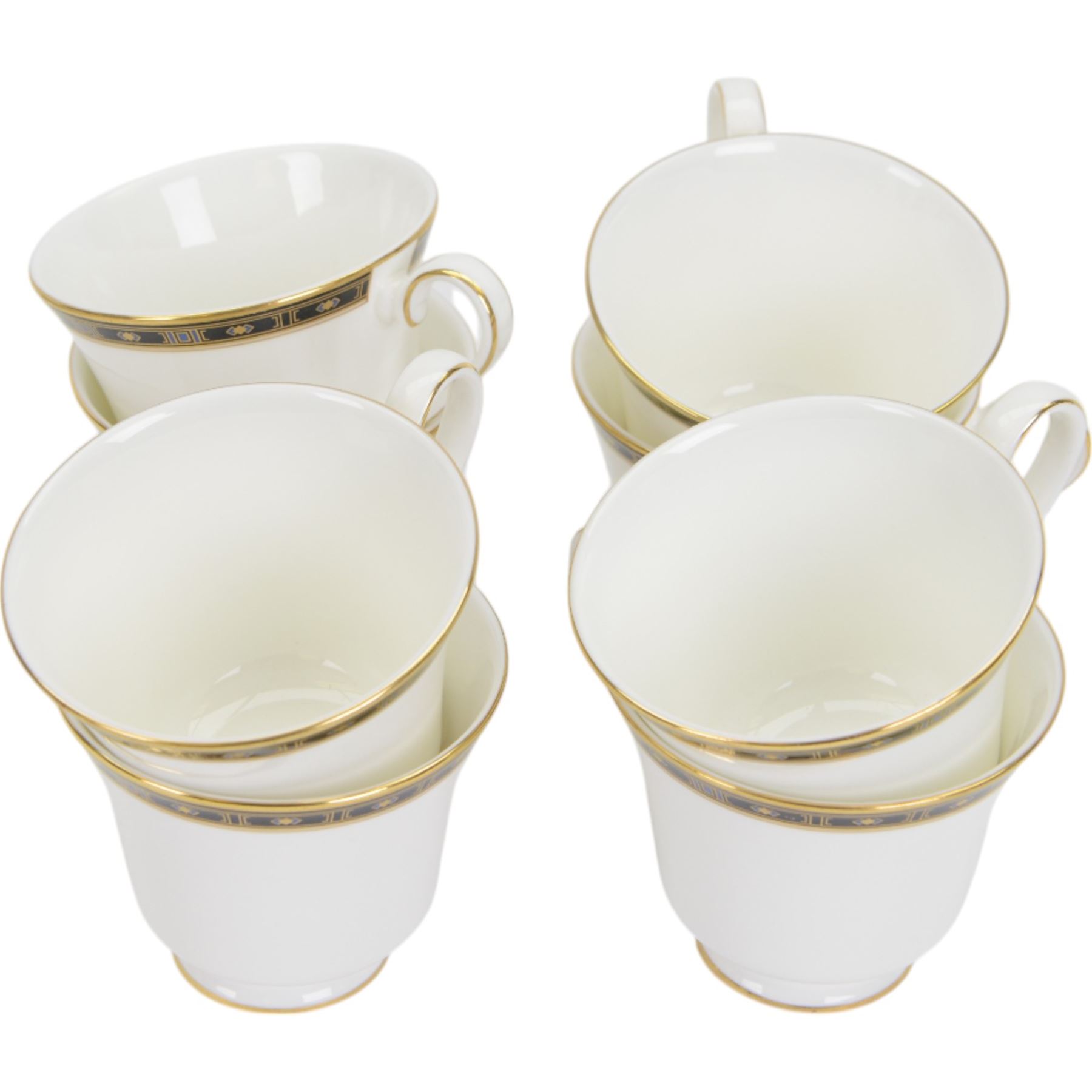 Royal Doulton Monaco pattern tea and dinner service for eight place settings, comprising teapot, cups and saucers, small bowls, side plates, dinner plates, milk jug and sugar bowl