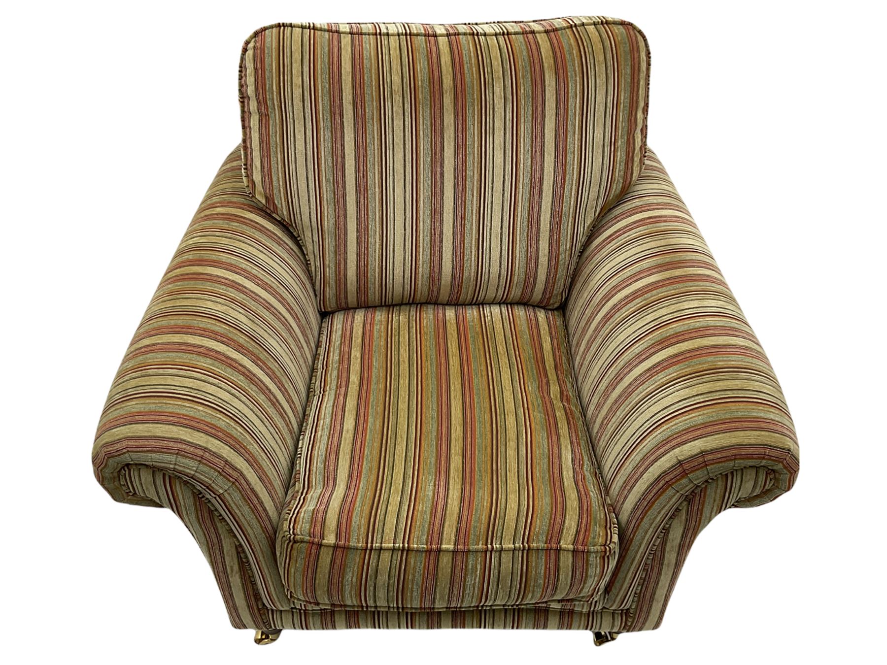 Parker Knoll armchair, upholstered in stripe fabric