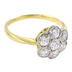 18ct gold diamond flower cluster ring, total diamond weight approx 0.95 carat