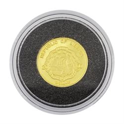 Republic of Liberia 2000 fine gold 1/25 ounce 'Liberia Mask of Dan' coin from 'The Smallest Gold Coins of the World Collection', with certificate