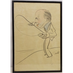  Fisherman, 20th century caricature indistinctly signed 55cm x 37cm  