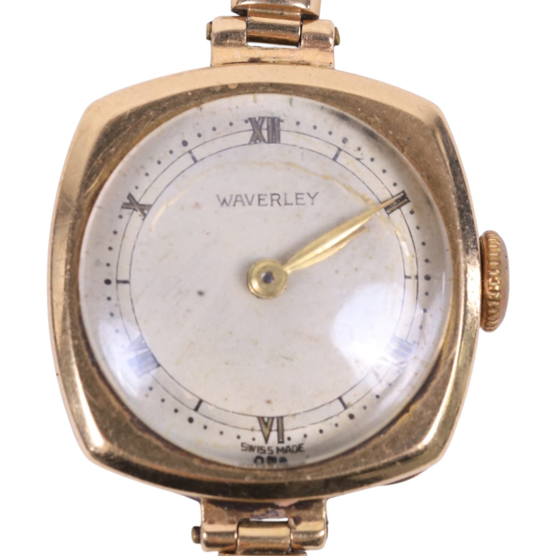 Rotary 9ct gold manual wind wristwatch and a Waverley 9ct gold wristwatch, both on 9ct gold bracelet, hallmarked