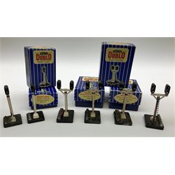 Hornby Dublo - fifteen electric semaphore signals comprising three ED1 Single Arm; two ED2 Double Arm; one ED3 Junction Signal Upper Quadrant; two ES6 Colour Light Signal - Single (Home); and three Colour Light Signal - Junction (Home); all boxed; together with four unboxed electric signals (15)