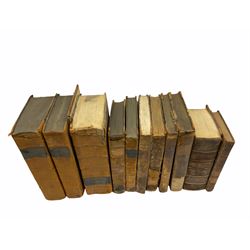 Collection of 19th Century and later leather bound books, including several volumes of Fishers common law Digest,  Reports of Cases in the Court of the Kings Bench and other law books.