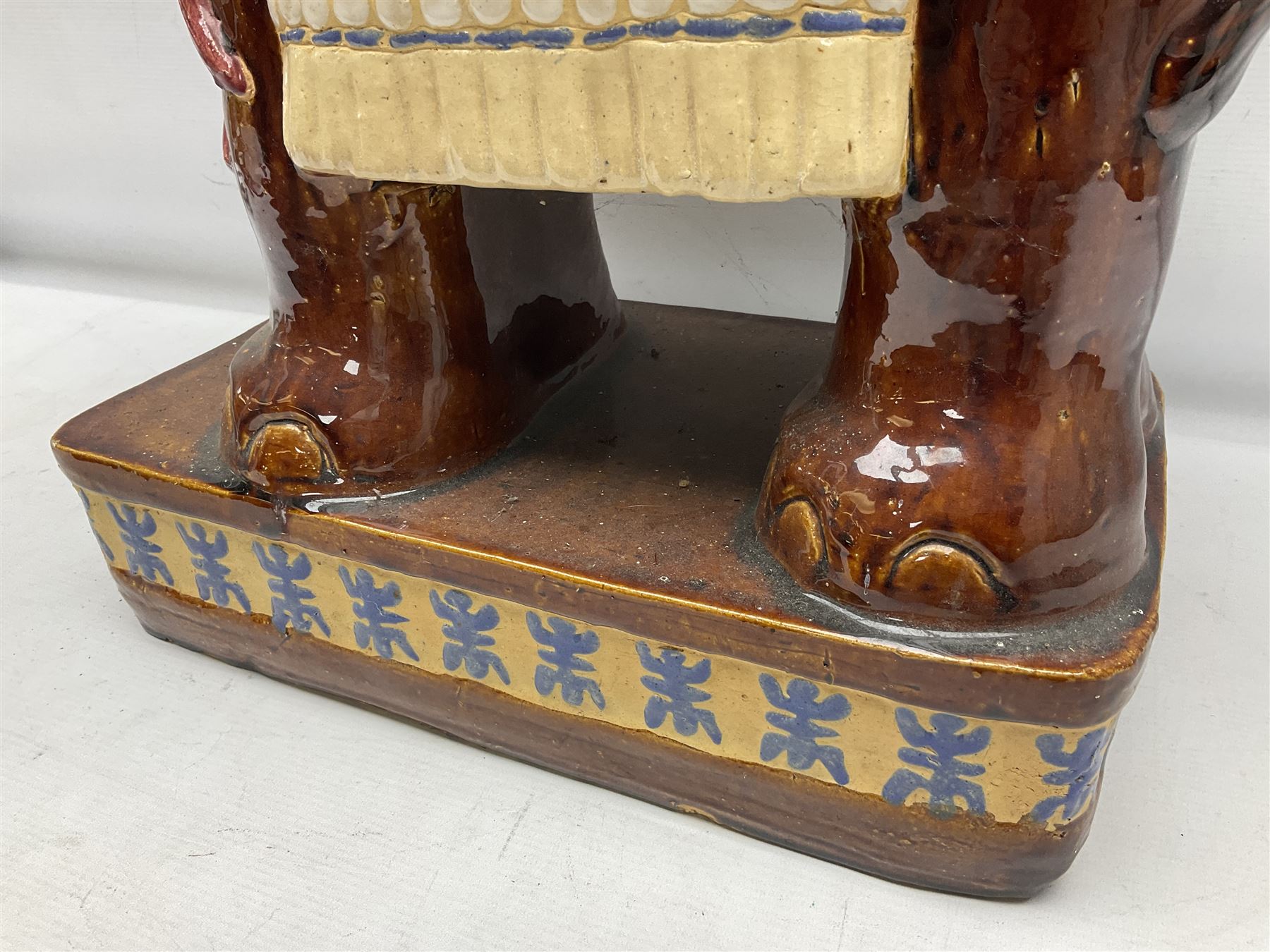 Oriental style ceramic garden seat in the form of an elephant, H55cm