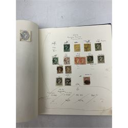 Mostly Canadian stamps including Newfoundland, King George V 1910-1935 Silver Jubilee, King George VI 1937 Coronation, various Queen Victoria issues etc, annotated, housed in a single album
