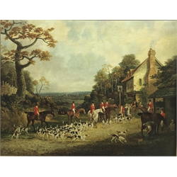 English School: The Meet, coloured lithograph on canvas 62cm x 80cm