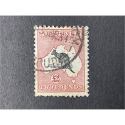 Australian stamps with various Kangaroo issues including used two pounds, King George V Silver Jubilee and other issues etc, housed on stockcards 