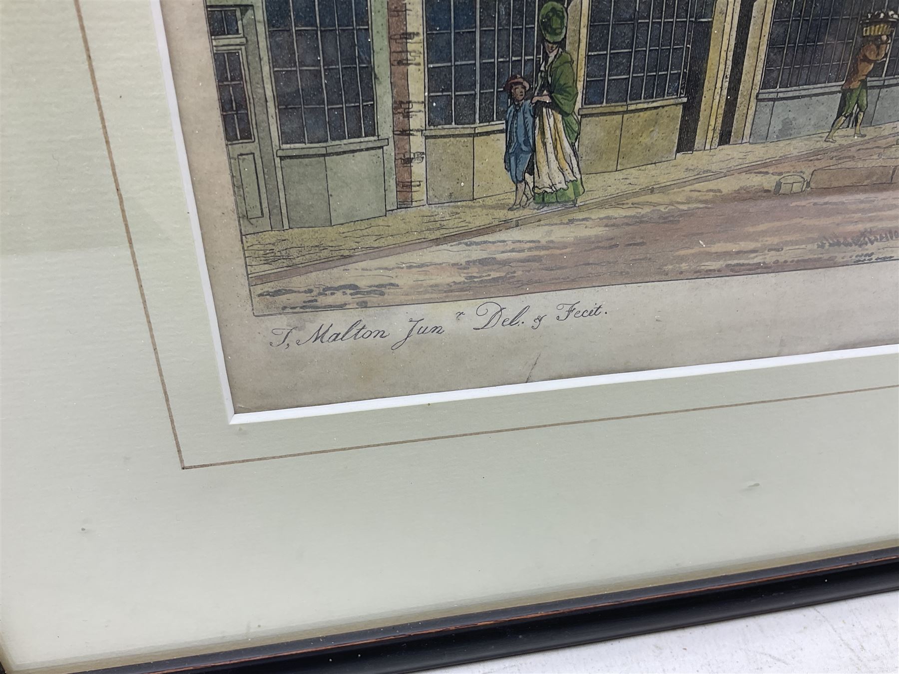 By and after Thomas Malton (British 1748-1804): 'Kingston upon Hull', showing the King William III statue, coloured aquatint pub. 34 Rathbone Place, 1st November 1780, 35cm x 49cm  
