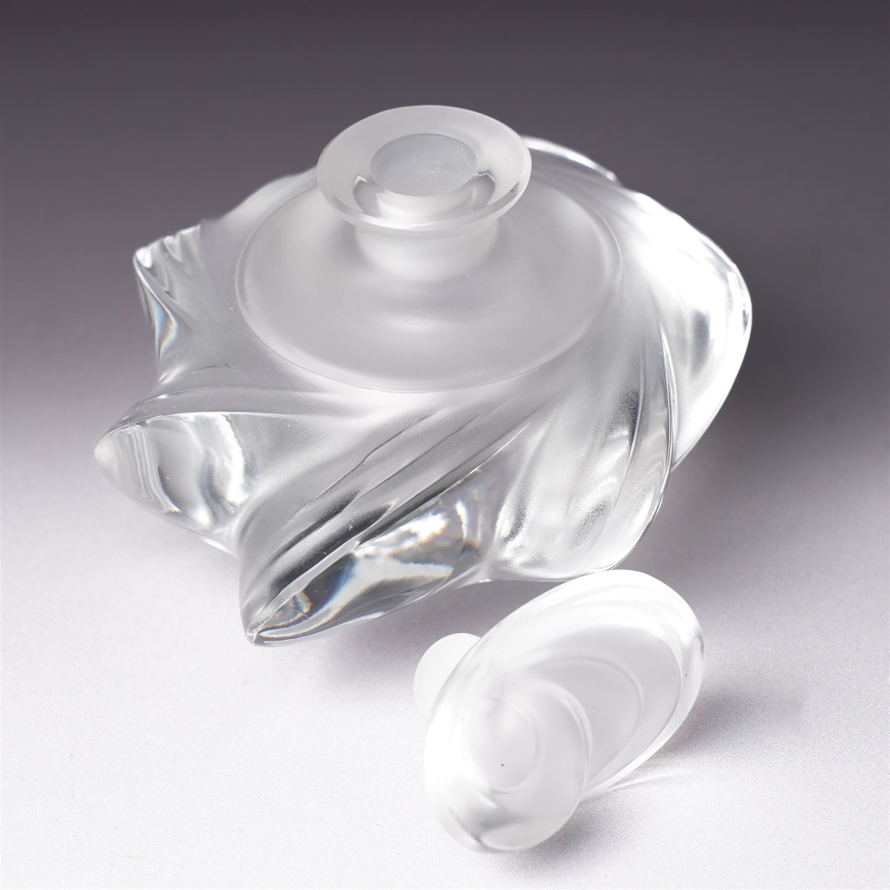 Lalique 'Samoa' glass scent bottle, designed by Marie-Claude, signed to base, H8cm 