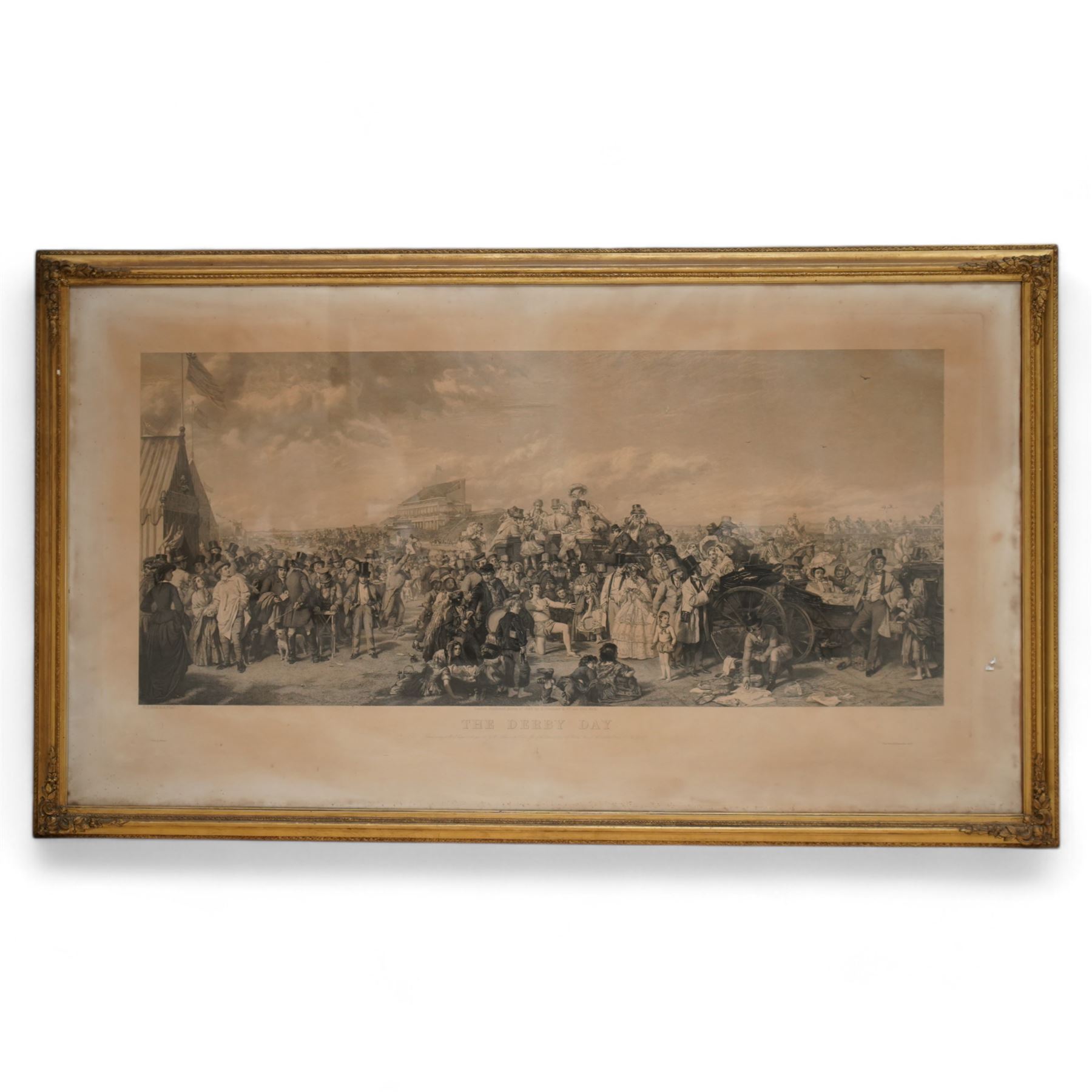 Auguste Blanchard (French 1819-1898) after William Powell Frith RA (British 1819-1909): 'The Derby Day', monochrome engraving with blindstamp pub. 1863, 62cm x 120cm 