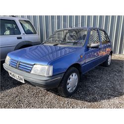 M941 LOH - Peugeot 205 1.6L injection Mardi Gras, five door hatchback, 36,000 miles, blue, V5 present, 2 x keys, runner

Alternative buyers premium of 10% + VAT applies. - THIS LOT IS TO BE COLLECTED BY APPOINTMENT FROM DUGGLEBY STORAGE, GREAT HILL, EASTFIELD, SCARBOROUGH, YO11 3TX