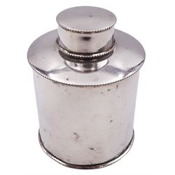 1920's silver tea caddy, of plain cylind