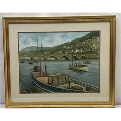 Richard Pederson (20th century): Looe Harbour Bridge Cornwall,  watercolour signed, signed and dated 1993 verso 47cm x 62cm