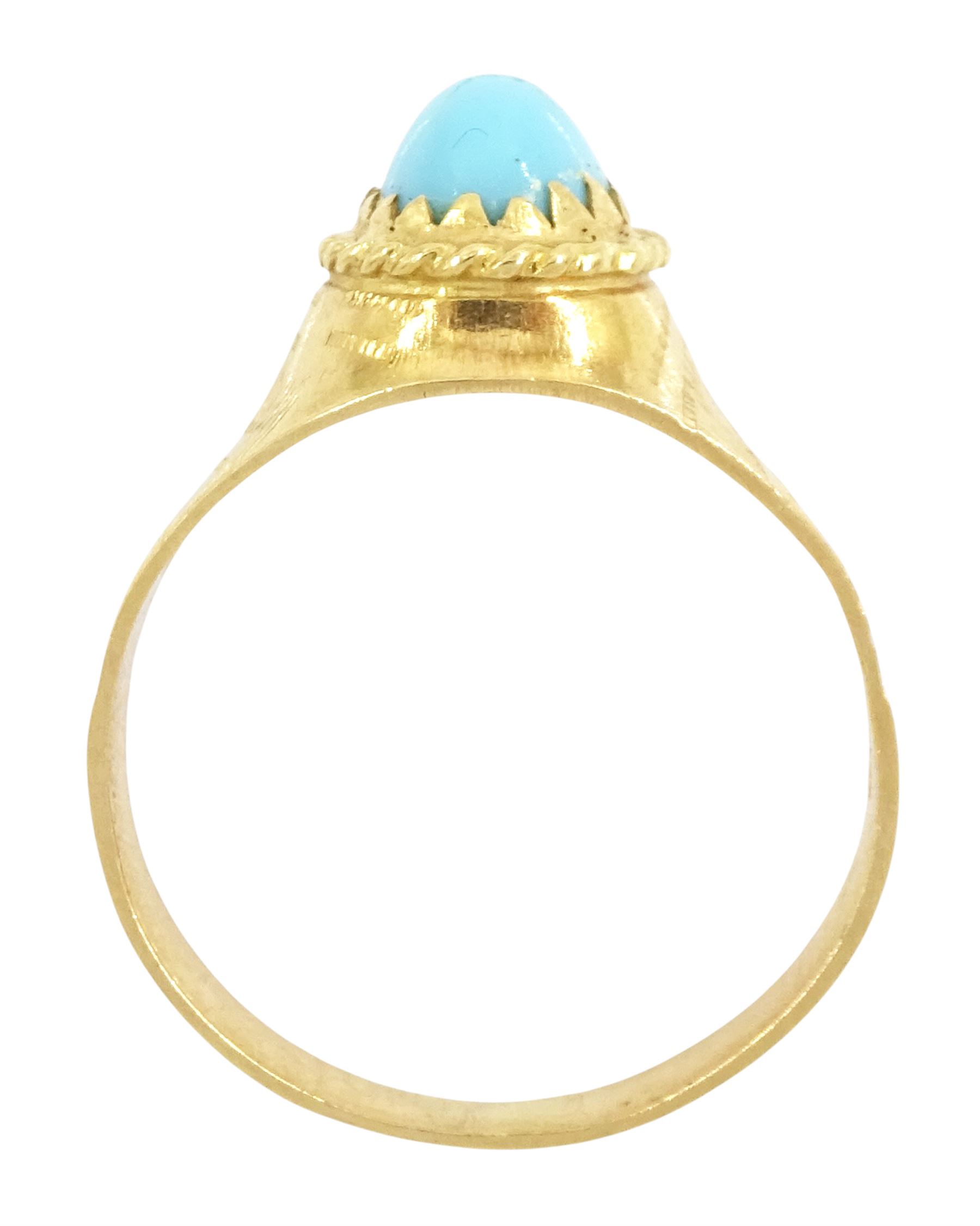 18ct gold single stone turquoise ring, stamped 750