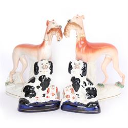 Pair of standing Staffordshire whippets 