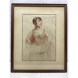 Dame Laura Knight (Staithes Group 1877-1970): Study of Lydia Lopokova, red chalk and charcoal unsigned 36cm x 27cm
Notes: for a comparison of style and materials see Knight's portrait of 2nd Lieut Francis Jack Chown, 1st Sqdn, RFC dated 1917. Lopokova was a model favoured by Knight on several occasions