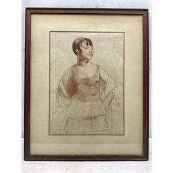 Dame Laura Knight (Staithes Group 1877-1970): Study of Lydia Lopokova, red chalk and charcoal unsigned 36cm x 27cm
Notes: for a comparison of style and materials see Knight's portrait of 2nd Lieut Francis Jack Chown, 1st Sqdn, RFC dated 1917. Lopokova was a model favoured by Knight on several occasions