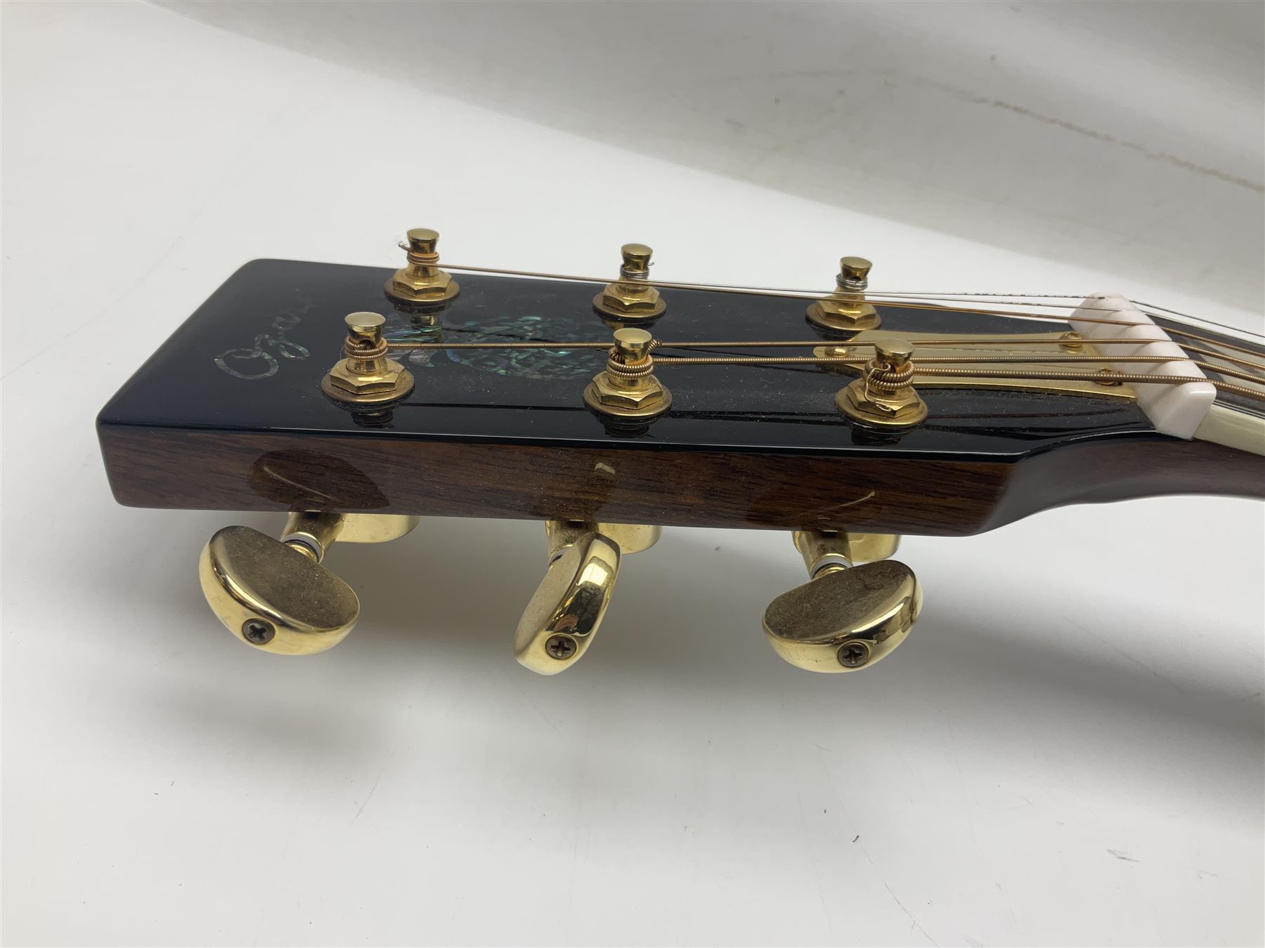 Ozark Dobro chromium plated on brass National style resonator guitar with foliate engraving L98cm; in Ritter soft carrying case