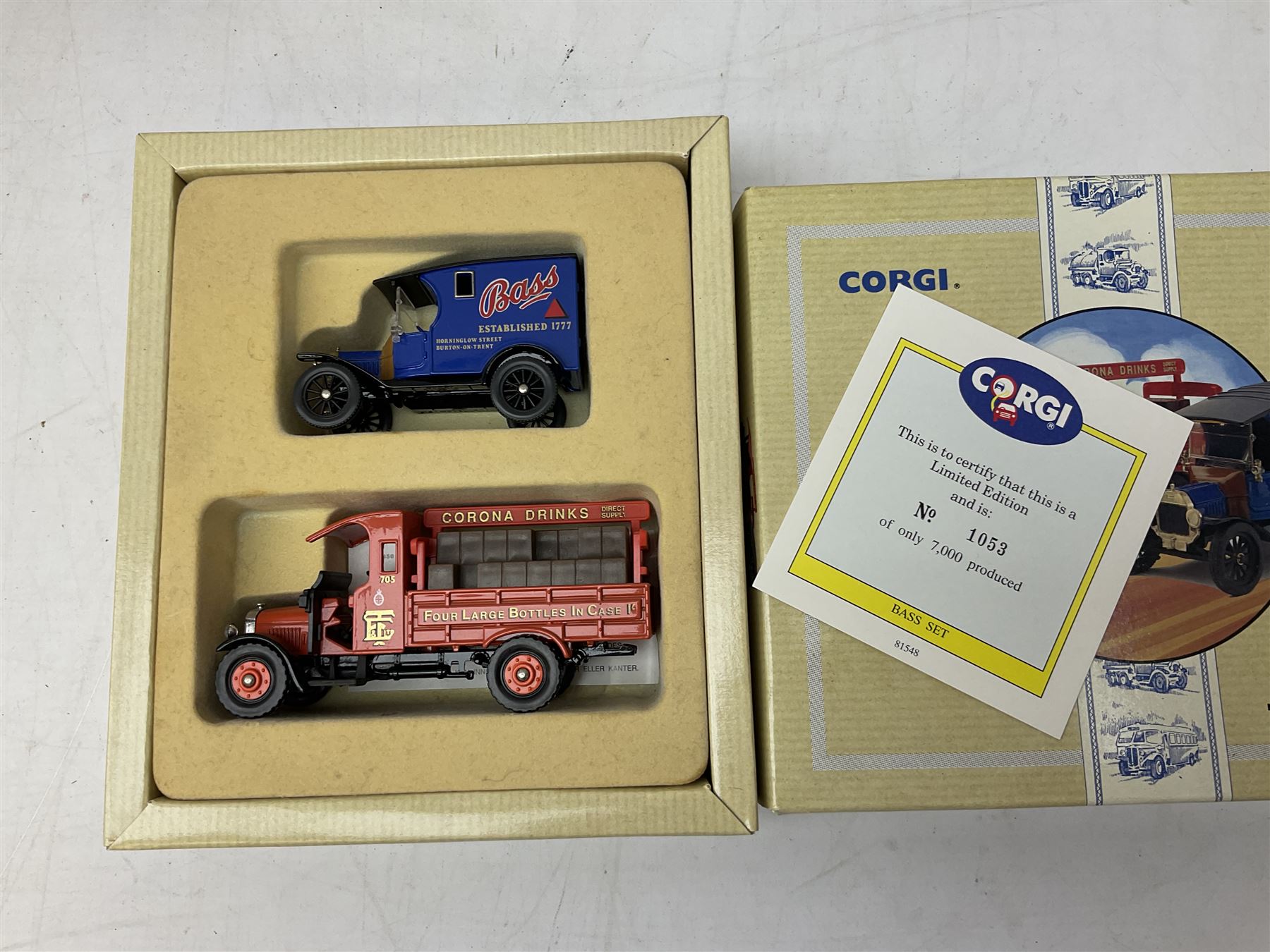 Nineteen boxed Corgi die-cast models sets, to include 50th Anniversary Battle of Britain, The Ruddles, The Bass, Ford- the general utility car, 150th Anniversary Penny Post, White Bread, Charrington etc