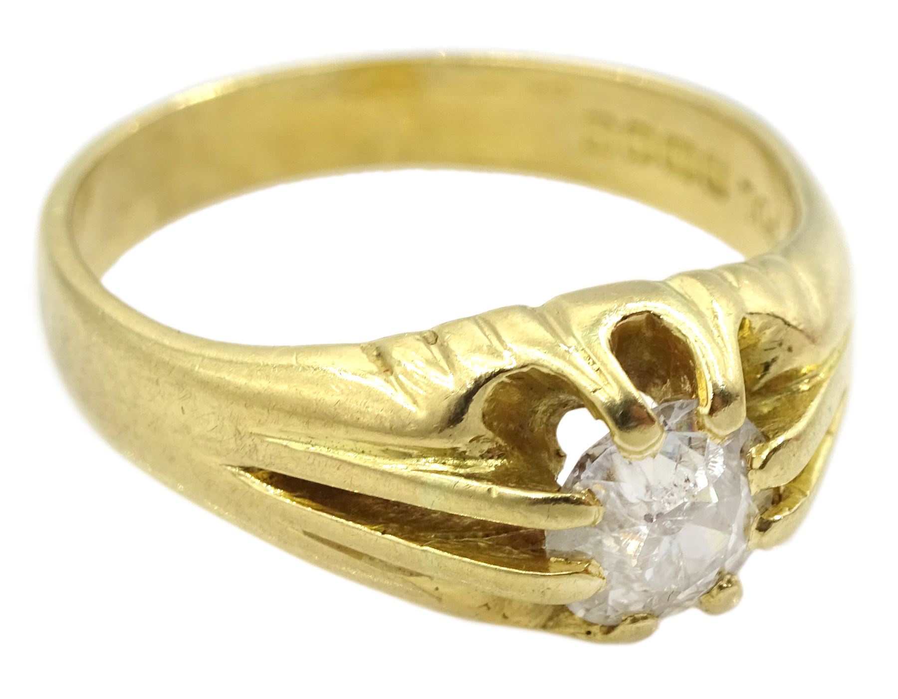 18ct gold single stone old cut diamond ring, Birmingham 1967, diamond weight approx 0.95 carat
