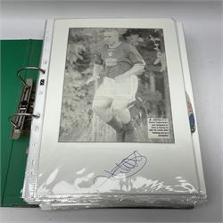 Collection of approximately 200 Leeds United related autographs, predominantly signed newspaper cuttings, contained within ring binder, together with a number of loose examples