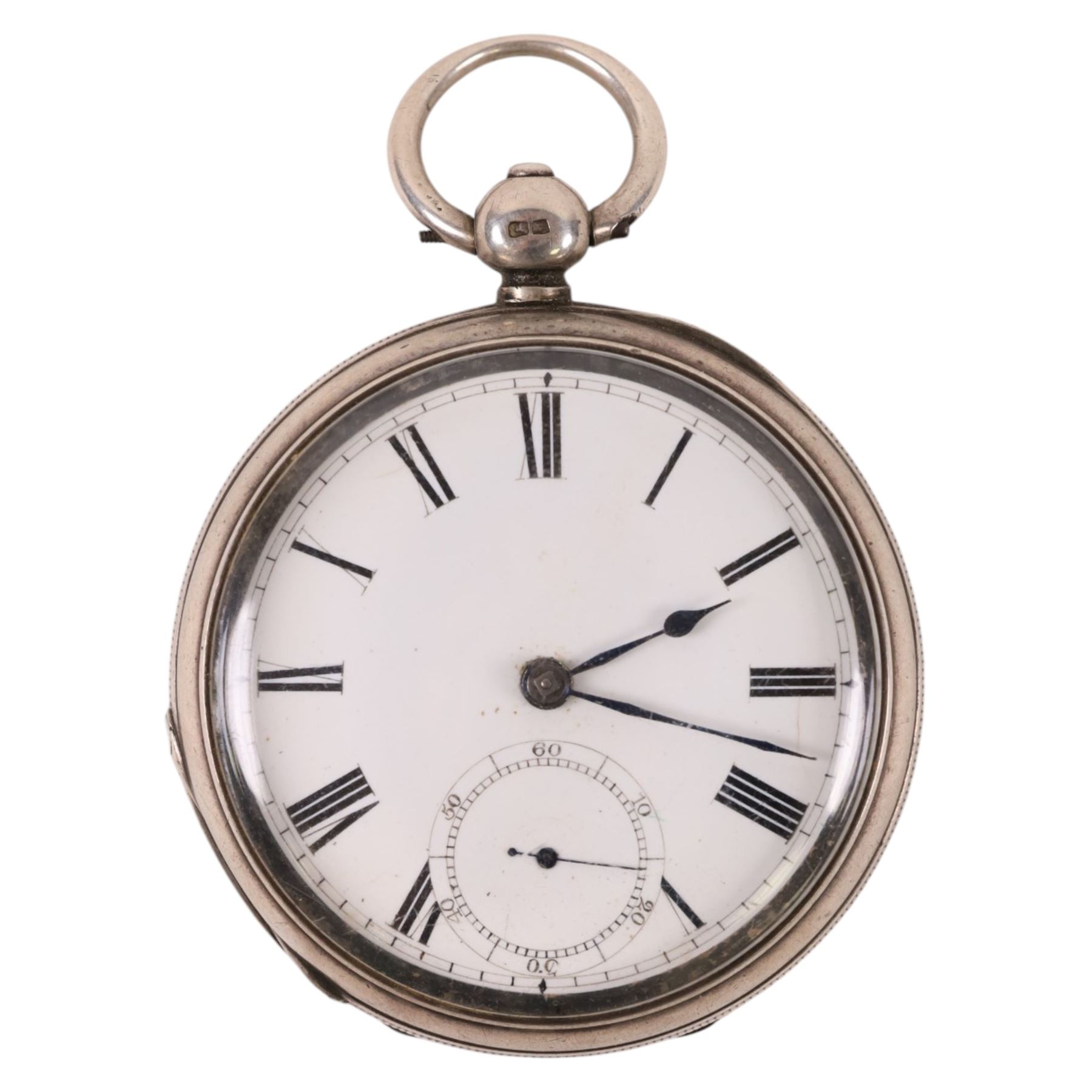 Victorian silver lever pocket watch by Waltham Mass, No. 1290100, case also by Waltham Watch Company, Birmingham 1884