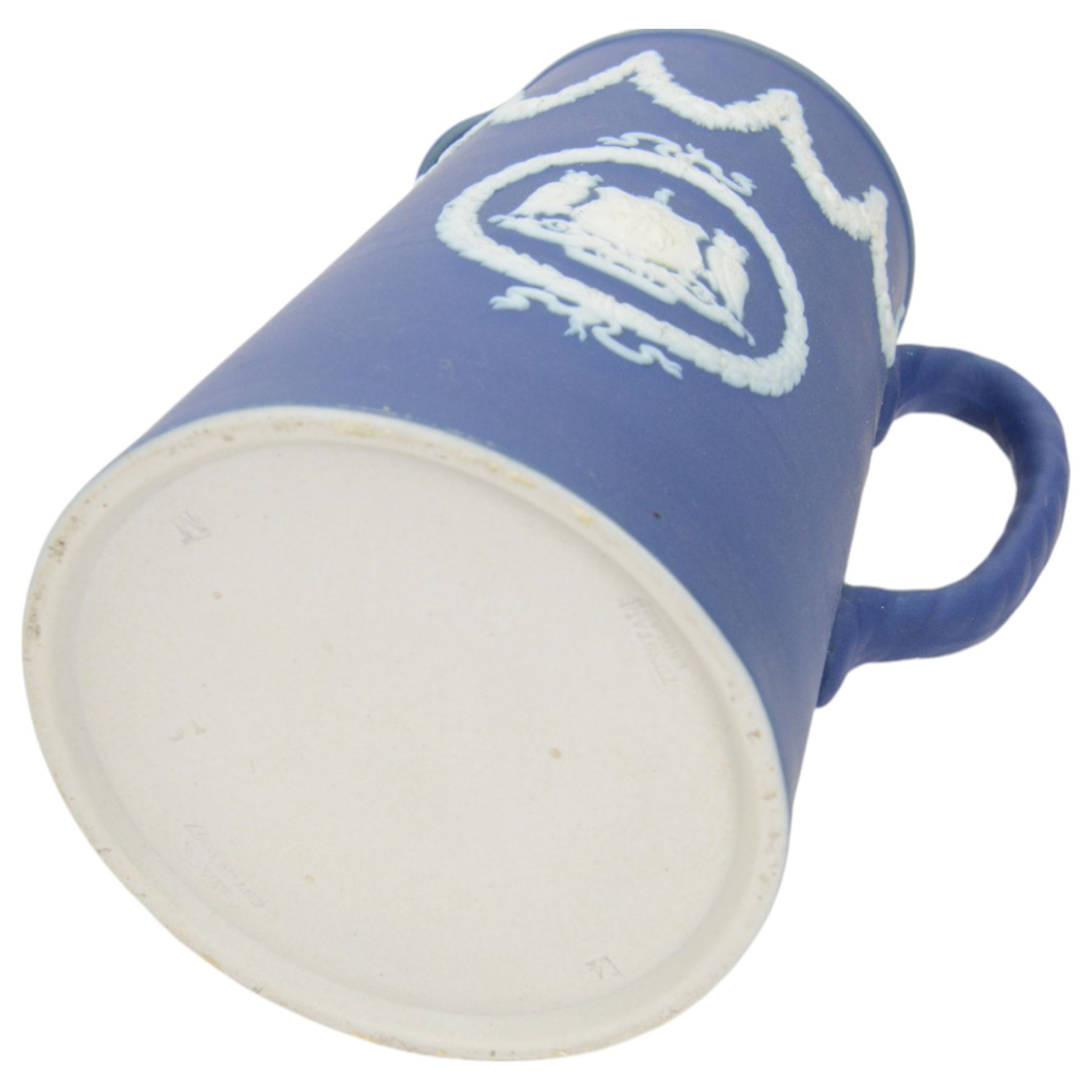 Wedgwood Jasperware twin handled vase with fluted rim, together with Tunstall jasperware twin handled urn and other jasperware 