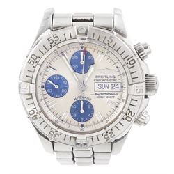 Breitling Superocean gentleman's automatic chronograph wristwatch, Ref. A133340, silvered ...