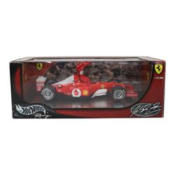 Signed Michael Schumacher Hot Wheels Ferrari 1:18 scale model, 2002 five-times World Champ...