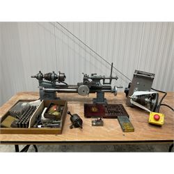  WM precision lathe with Thompson Houston electric motor together with Alfred Herbert die head and bits - THIS LOT IS TO BE COLLECTED BY APPOINTMENT FROM DUGGLEBY STORAGE, GREAT HILL, EASTFIELD, SCARBOROUGH, YO11 3TX