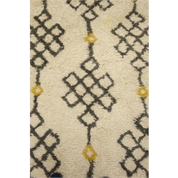  West Elm beige ground fes wool long pile rug,  244cm x 305cm  