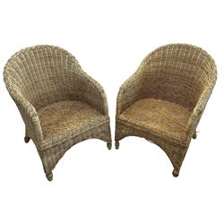 Pair of wickerwork armchairs 