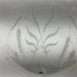 Georgian ale glass, the bowl of tapered form with fluted rim, etched with hops and barley, upon slightly tapering stem and circular domed and folded foot, H30.5cm